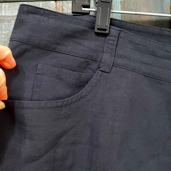 Eileen Fisher Women's Wide Leg Cotton/Linen Capri Pants in Black, Size Large - Picture 5 of 7